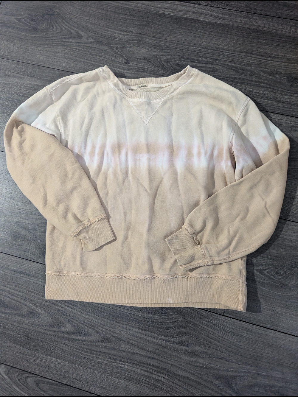 Abercrombie & Fitch Cream and White Ombre Crewneck Sweater